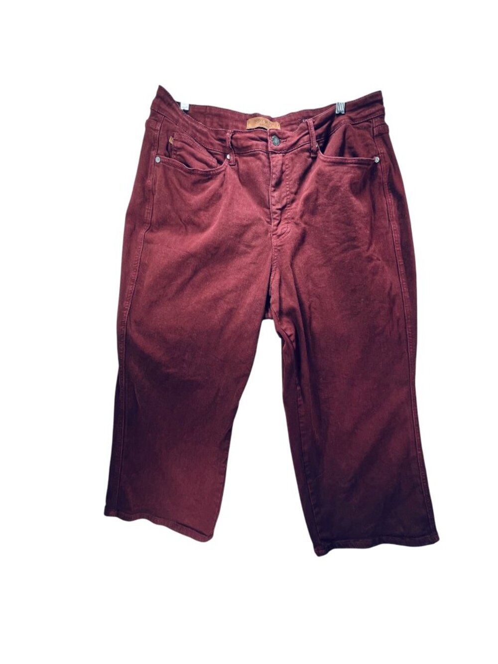 Judy Blue Burgundy Capri Pants 18W Oxblood High Waist Garment Dyed Stretch